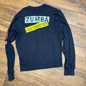 Zumba Fitness Black Crewneck Sweater with Neon Accents